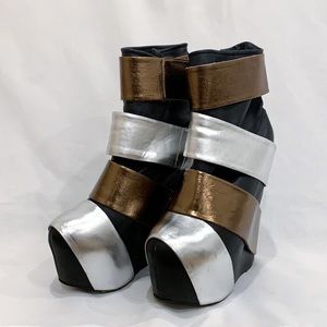 Jeffery Campbell black and silver Wedges Heels
